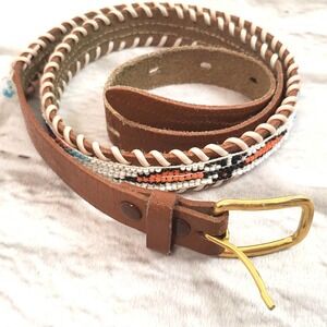 Leather Beaded Belt Leather  small